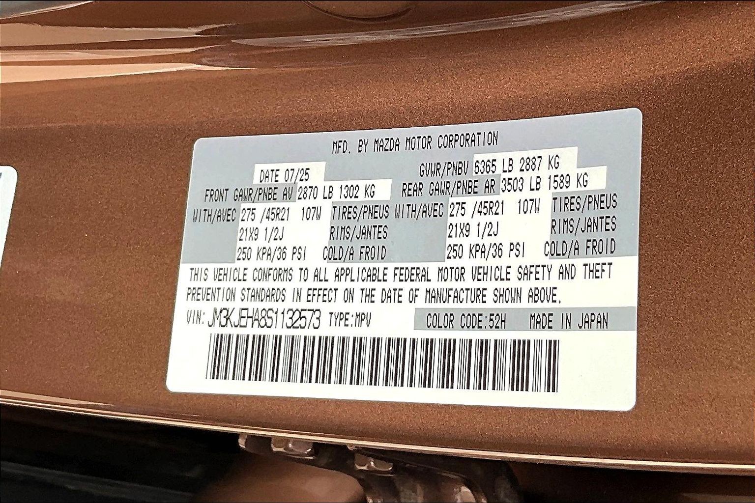 New Melting Copper Metallic 2025 Mazda CX-70 PHEV Premium Plus AWD